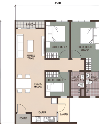 (TYPE B)-850 KAKI PERSEGI